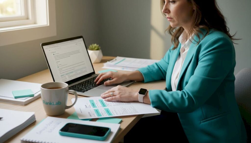 Businesswoman reviewing marketing platform alternatives